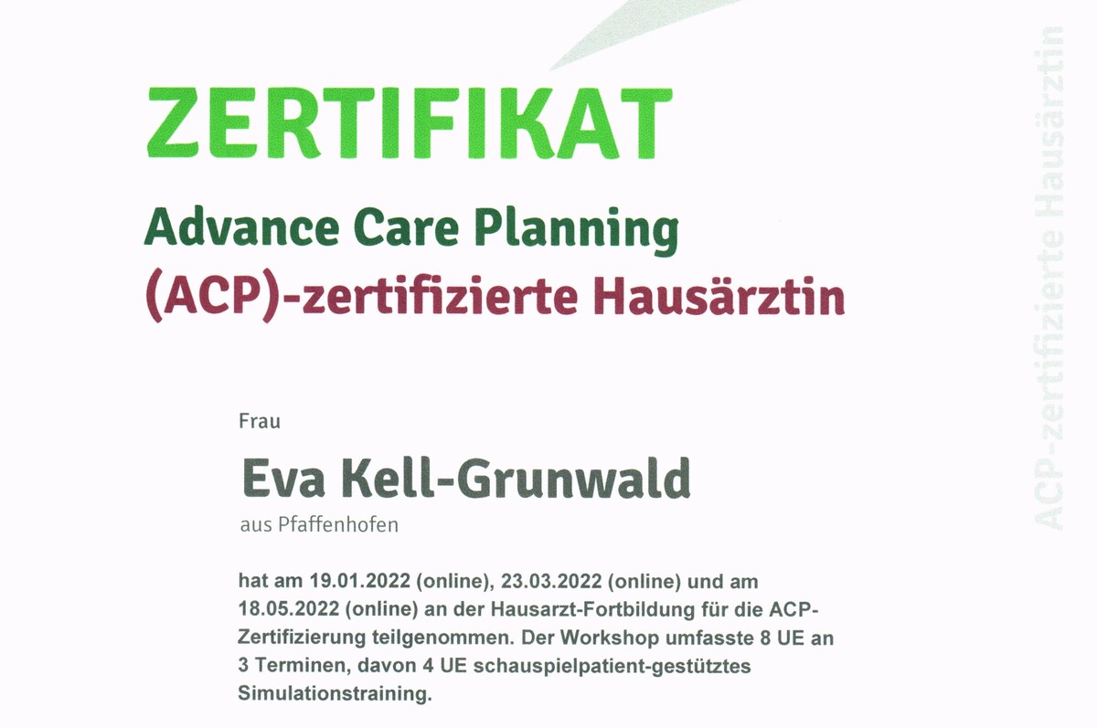 Advance Care Planning-zertifizierte Hausärztin